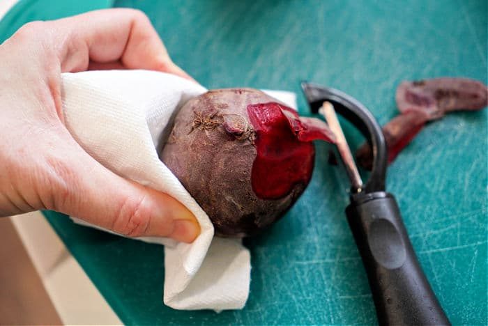 peeling beets