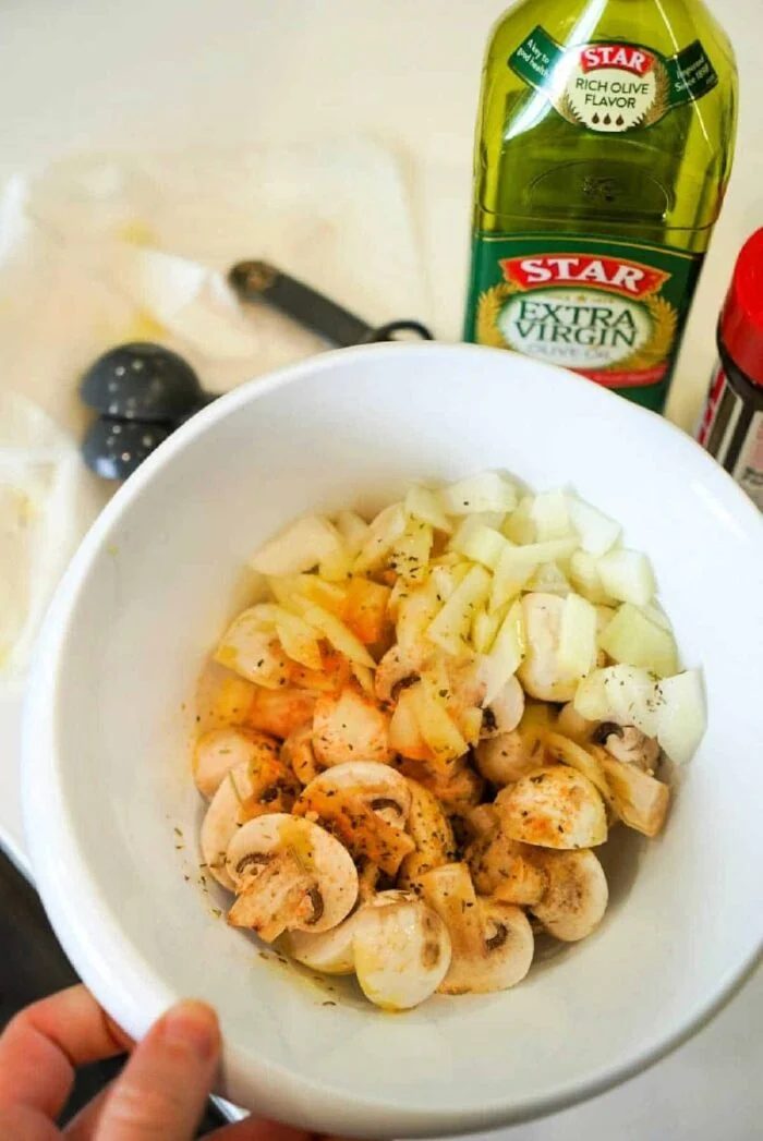 air fryer mushrooms and onions