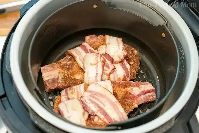Bacon wrapped air fryer pork chops