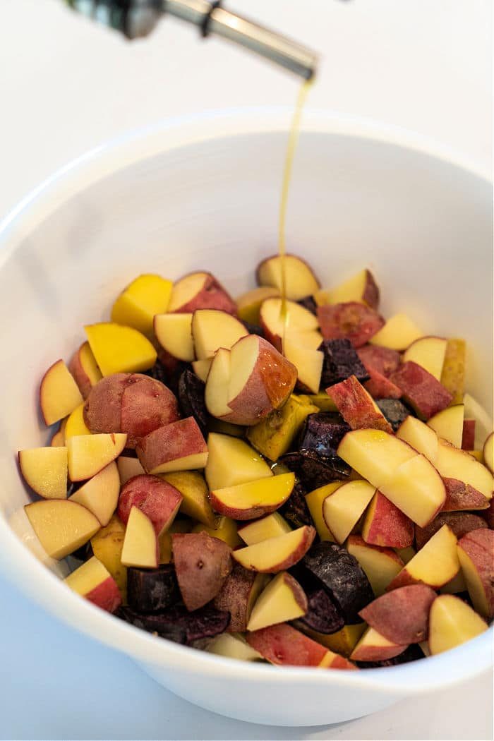 Potatoes and Onions in air fryer