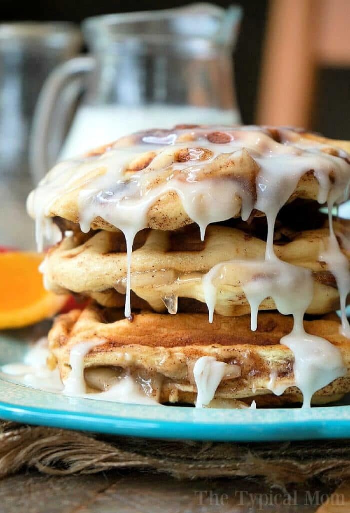 Cinnamon Roll stuffed Waffles