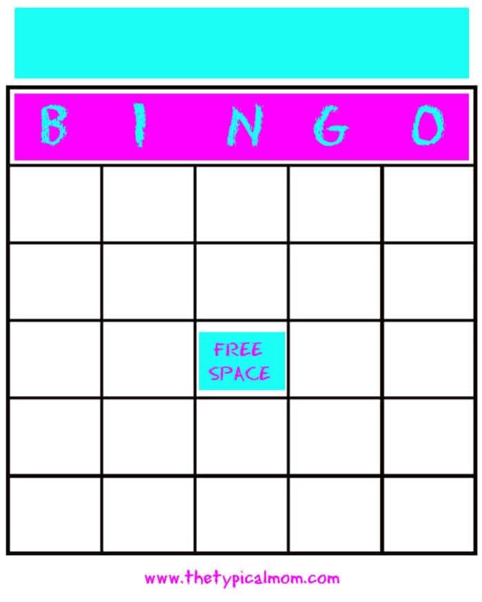 blank bingo game cards