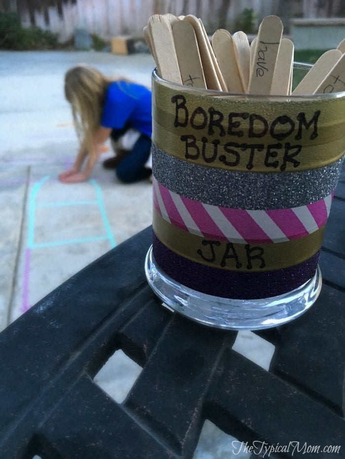 Make a boredom buster jar for your family. GREAT way to break the we're bored and costs little to nothing to make. Here are some ideas.