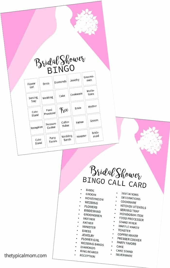 bridal shower bingo
