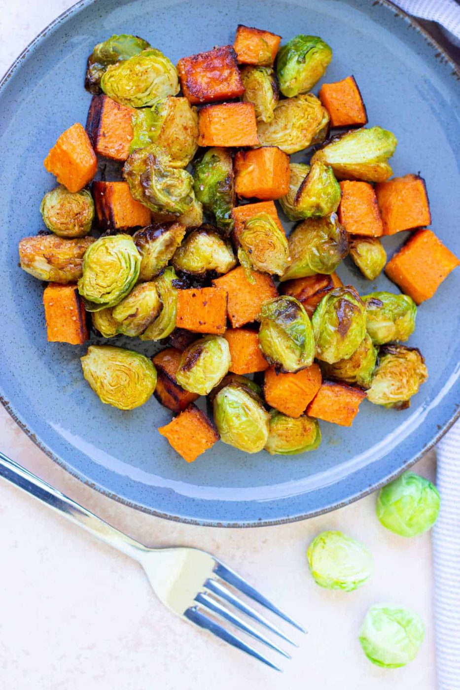 Air Fryer Brussel Sprouts and Sweet Potatoes