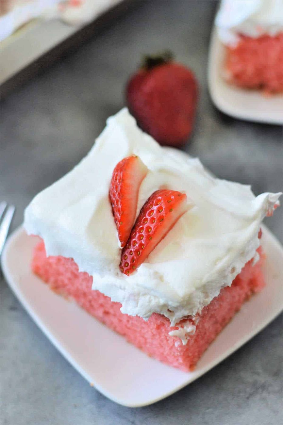 Strawberry Poke Cake and Fresh Strawberries
