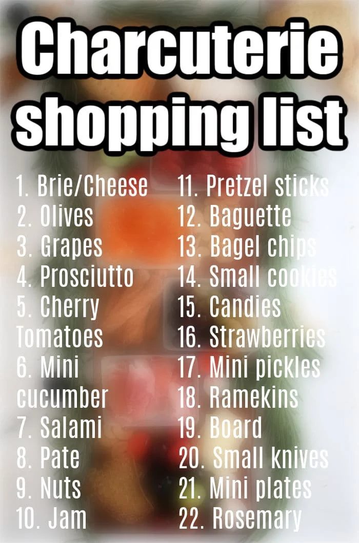 Charcuterie Board shopping list