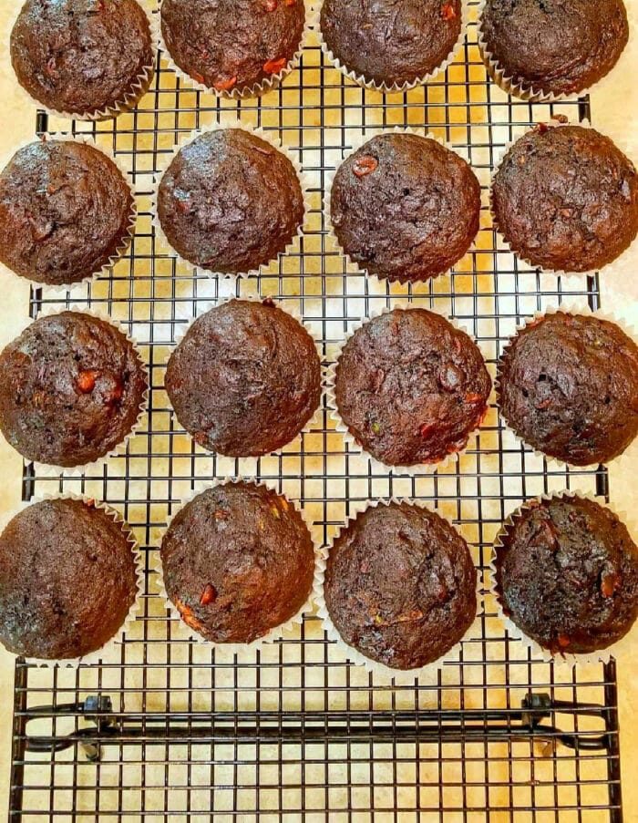Zucchini Chocolate Banana Muffins