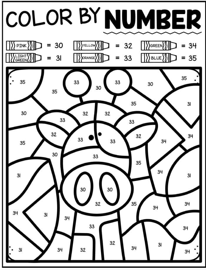 giraffe color by number