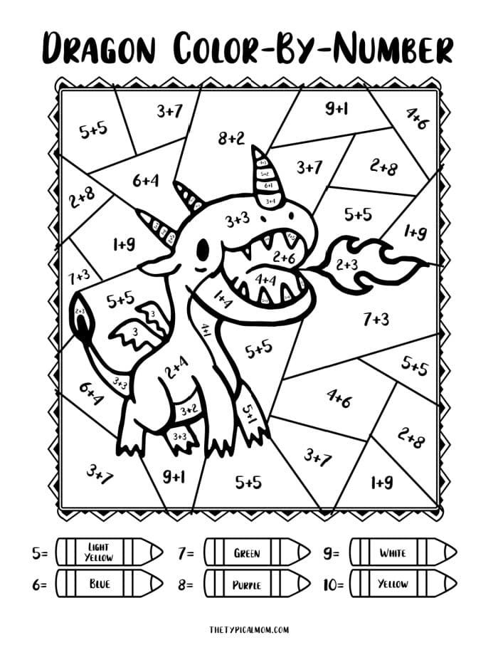 dragon color by number