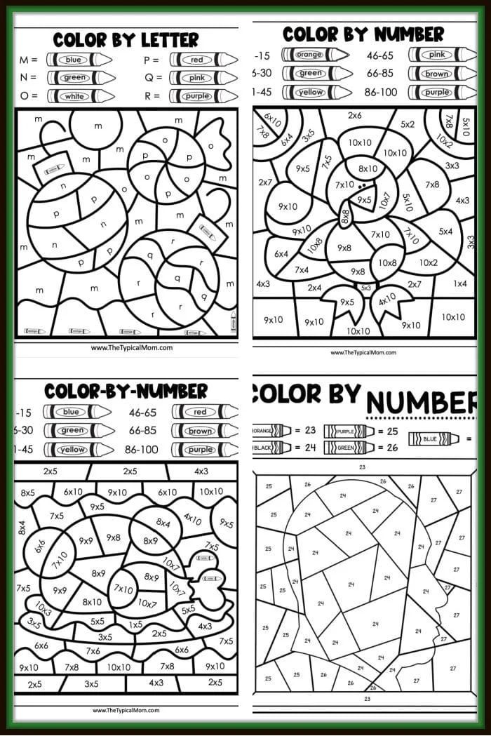 color by number sheets
