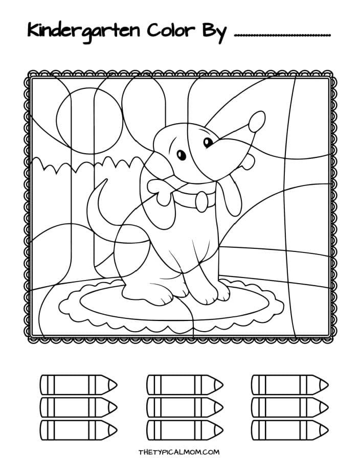 blank kindergarten color by number