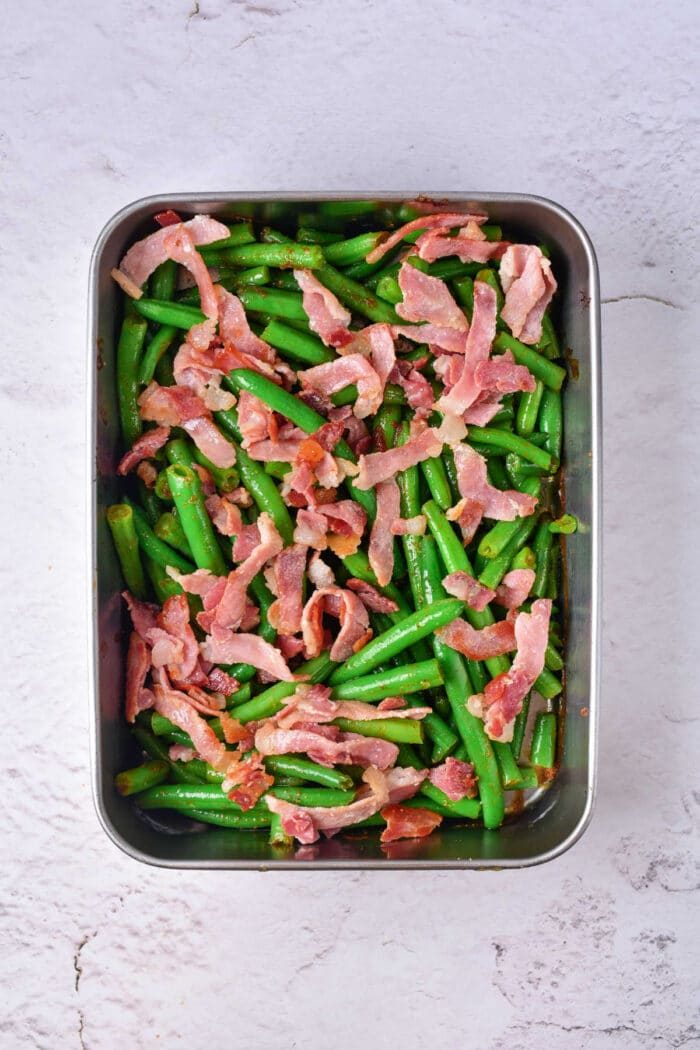 Different green bean casserole recipe, featuring a unique twist with flavorful ingredients and toppings.