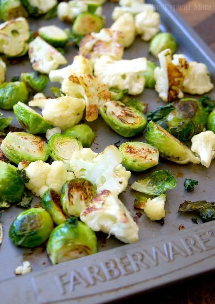 baked Brussel Sprouts and Cauliflower