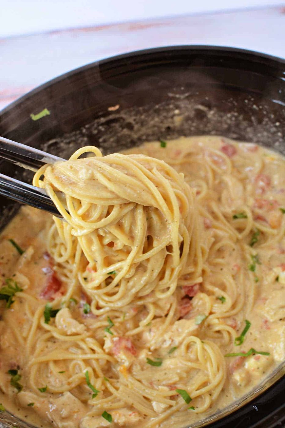 Crockpot Chicken Spaghetti