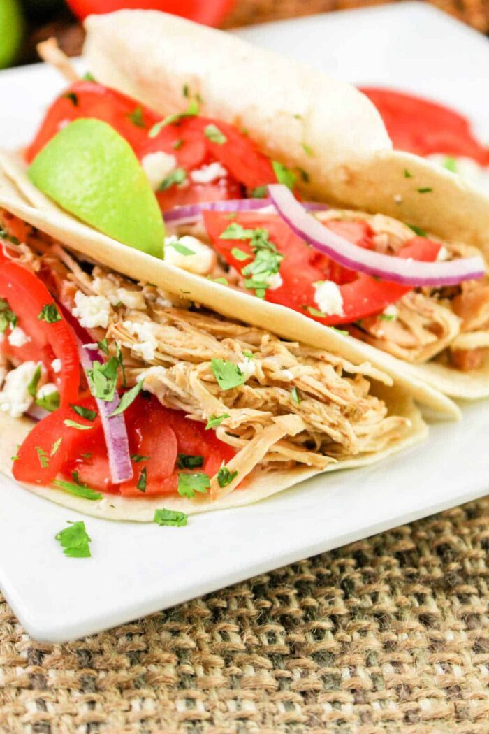 green chile chicken tacos