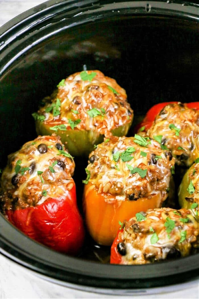 Crockpot Stuffed Bell Peppers Recipe with ground beef