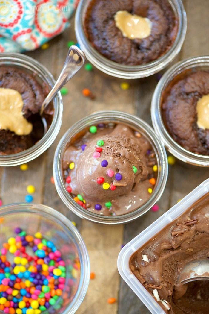 4 ingredient peanut butter filled cupcakes in a jar