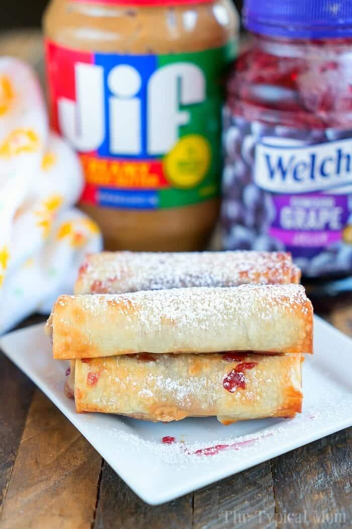peanut butter and jelly egg rolls
