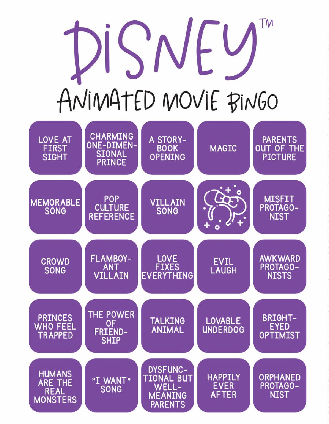 Free Disney Bingo Game Printable