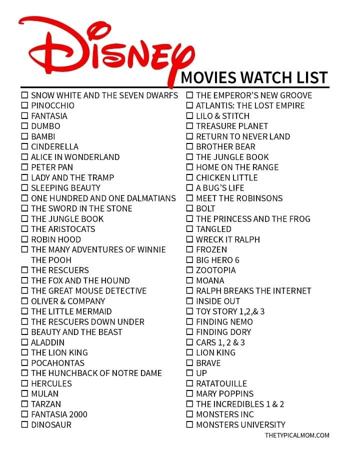 Disney Original Movies List
