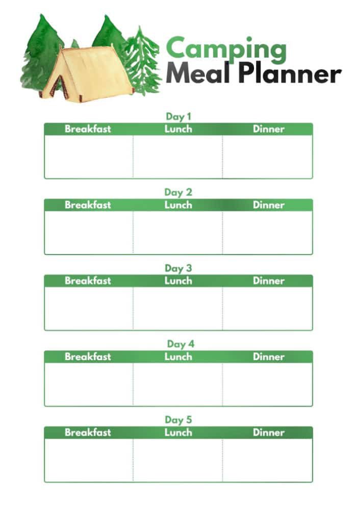 camping meal planning