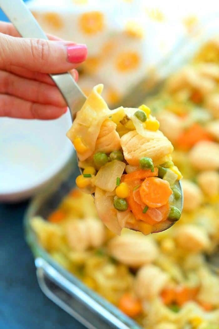 Chicken Pot Pie Casserole with Frozen Vegetables