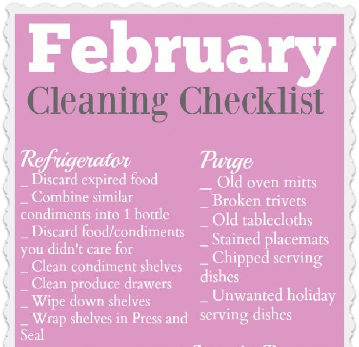 Free Printable February Cleaning Checklist