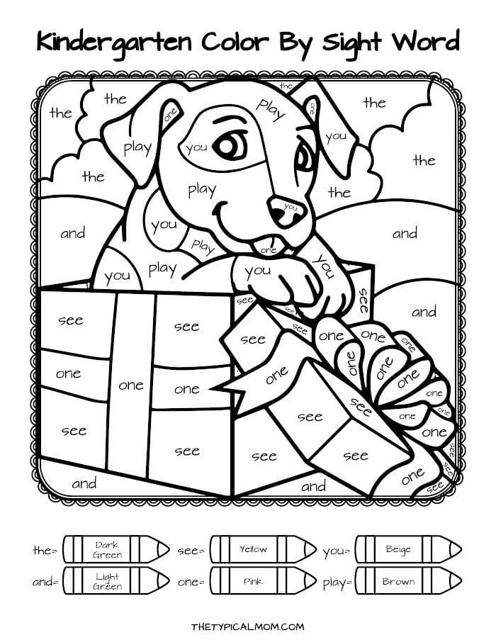 kindergarten color by number