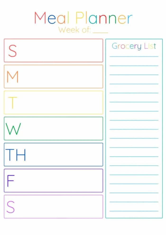 Free Printable Meal Planner