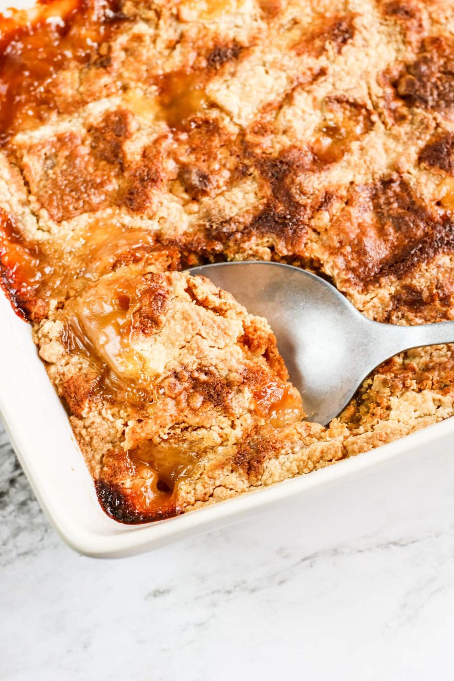 Fresh Peach Dump Cake and Cake Mix