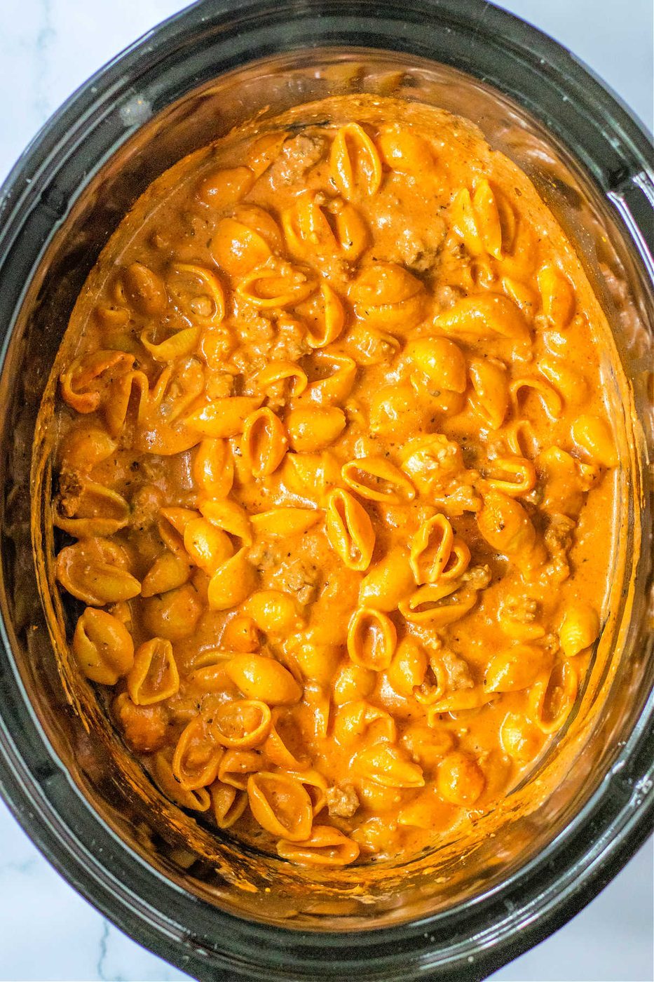 Cheesy Crockpot Goulash