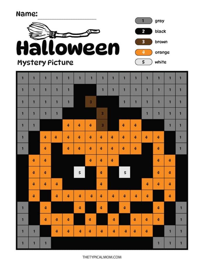 halloween color by number