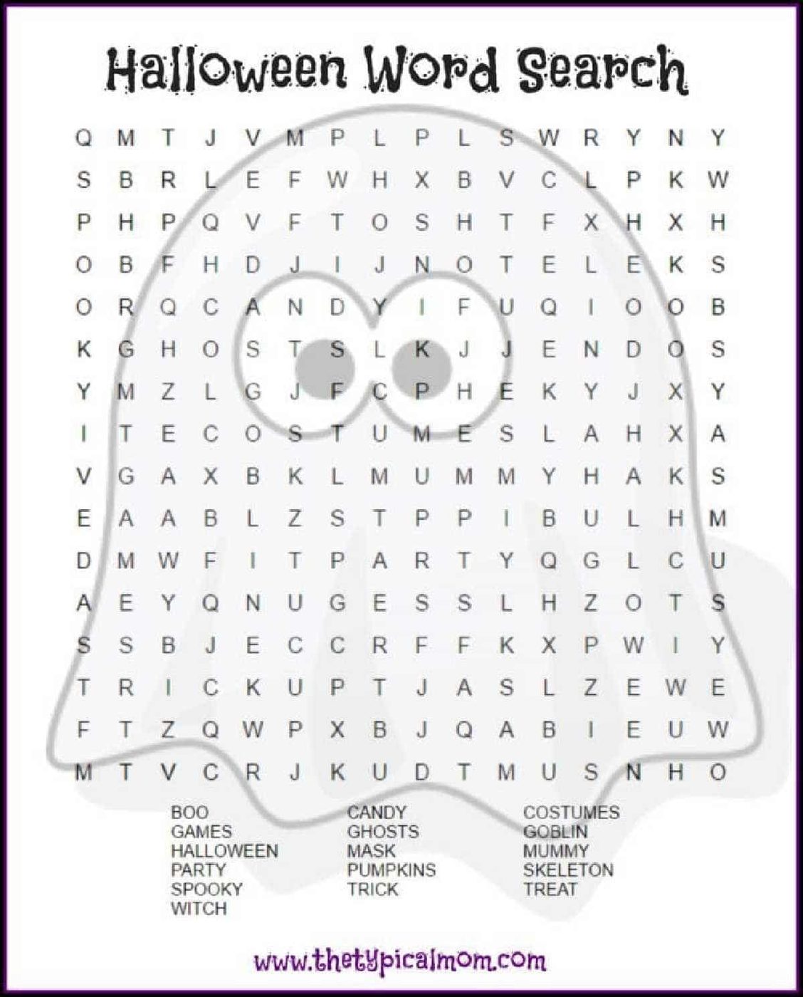 Free Halloween Word Search Printable