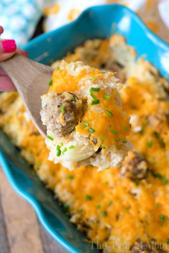 Hashbrown Casserole with Frozen Meatballs