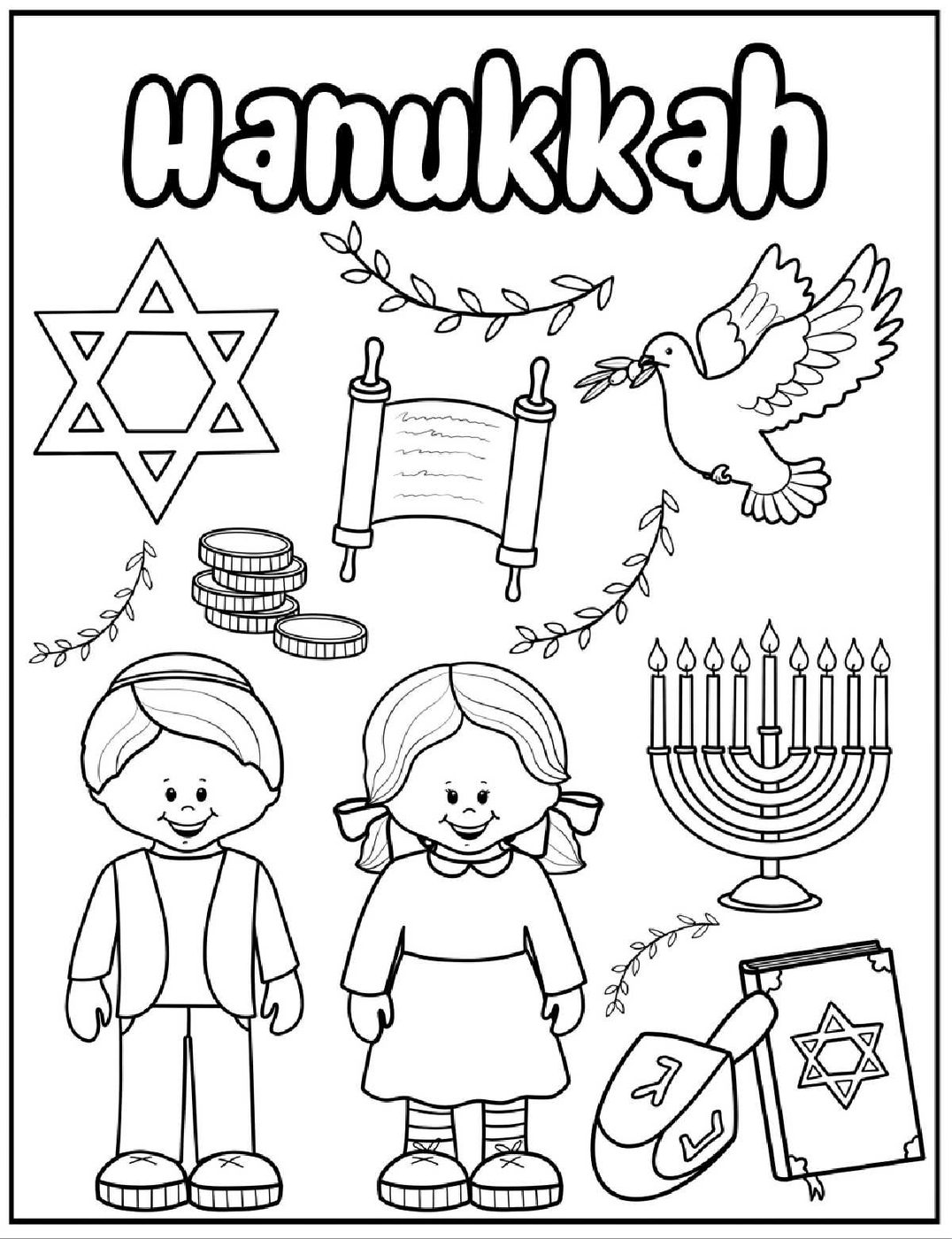 Free Hanukkah Coloring Pages Printables