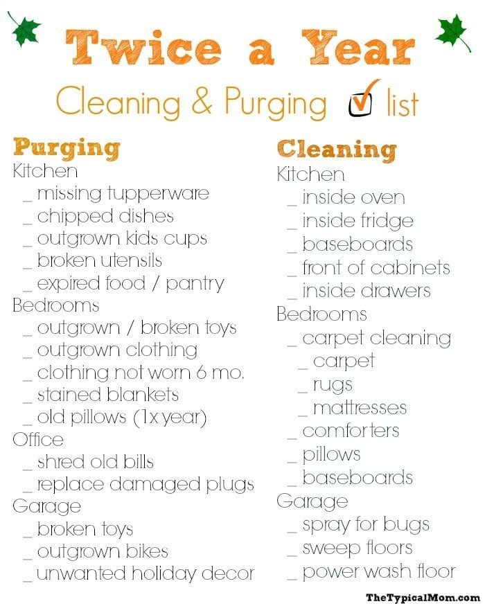 free printable cleaning checklist