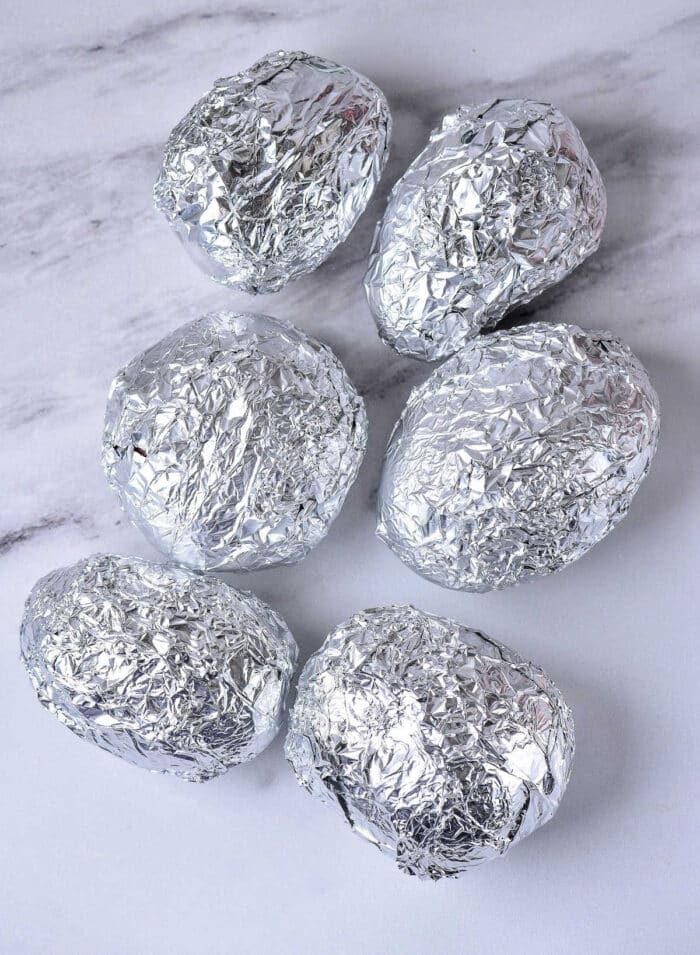 baked potatoes at 375 in foil