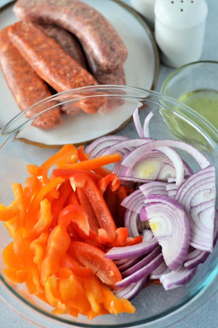 sheet pan bratwurst