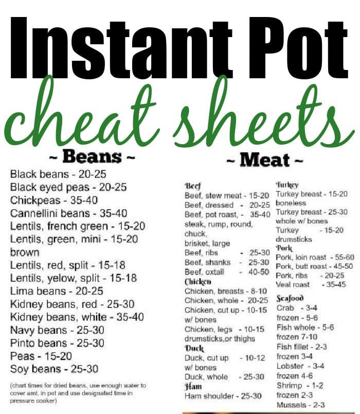 Instant Pot Cooking Times