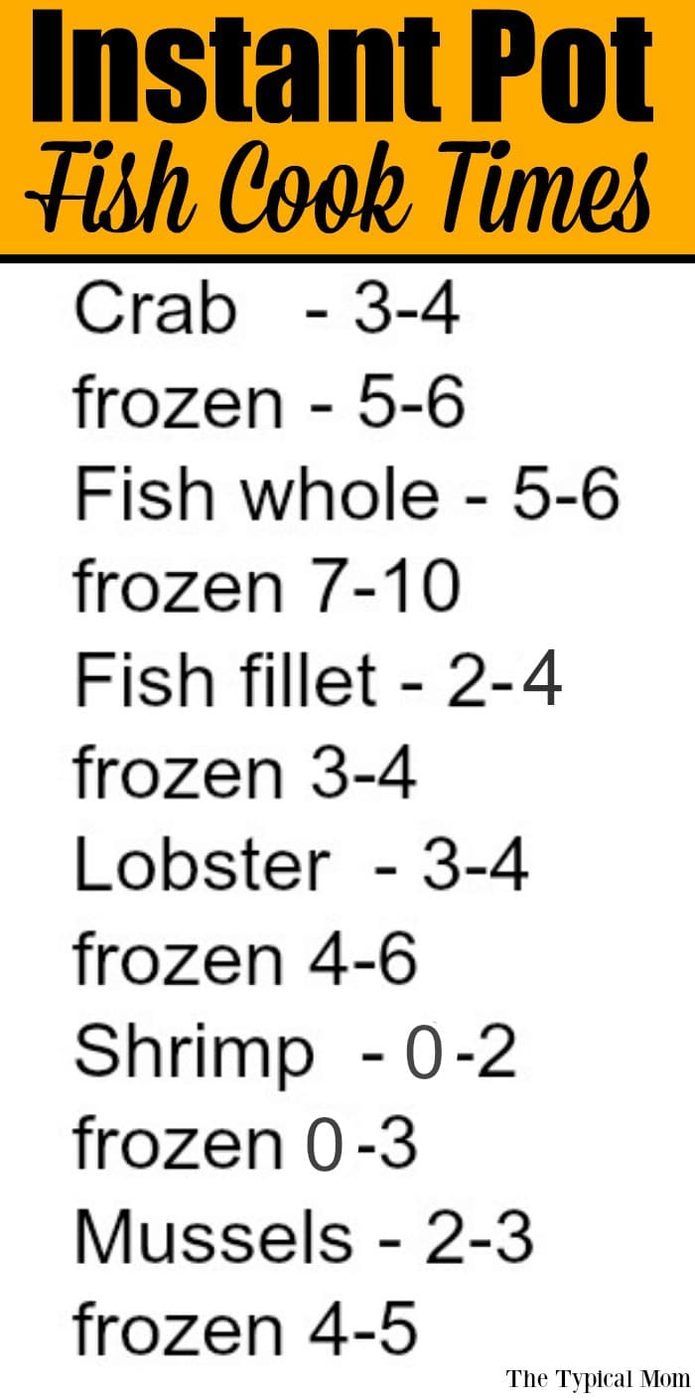 instant pot fish cooking times