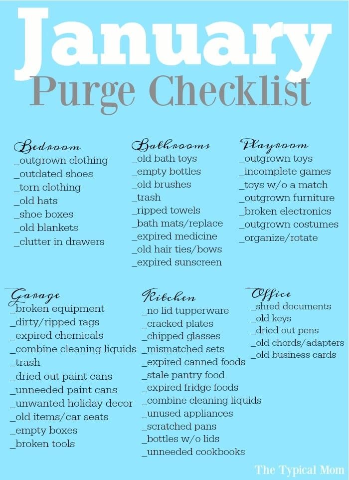Free Printable January Purge Checklist