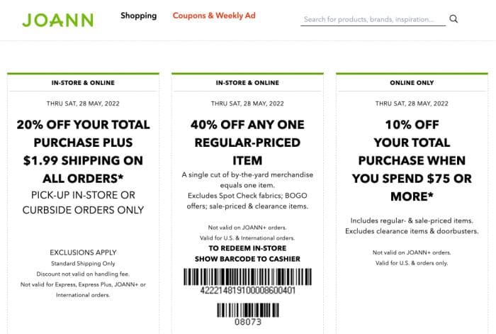 joann coupons
