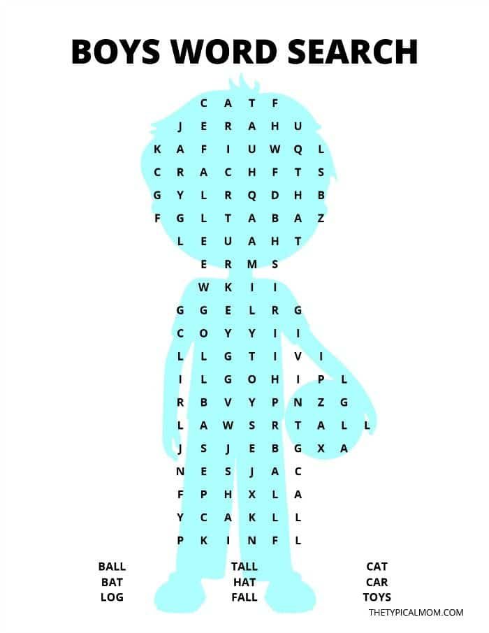 Kindergarten Word Search 2