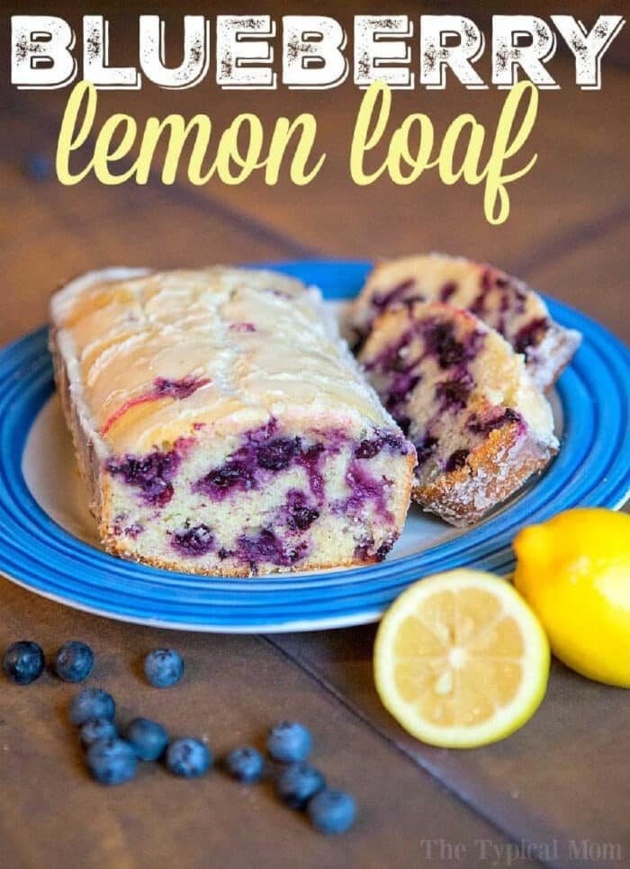 lemon blueberry bread with fresh blueberries
