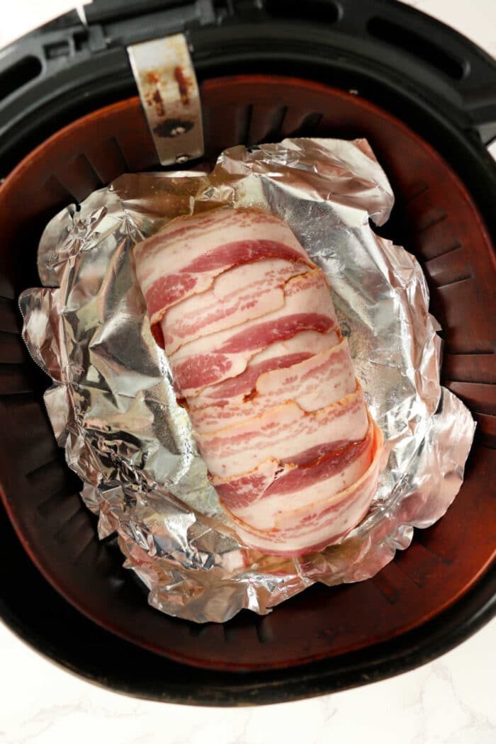 Air Fryer Bacon Wrapped Meatloaf