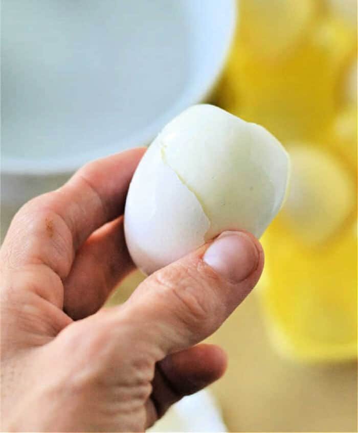 hard boiled eggs in a cup