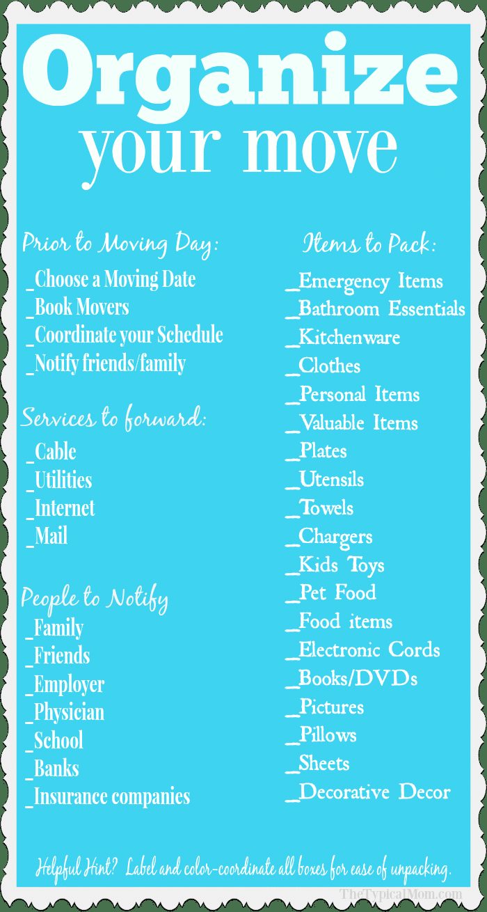 Free Printable Moving Home Checklist