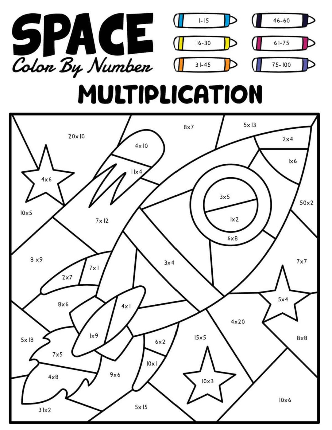 Free Multiplication Color by Number Pages