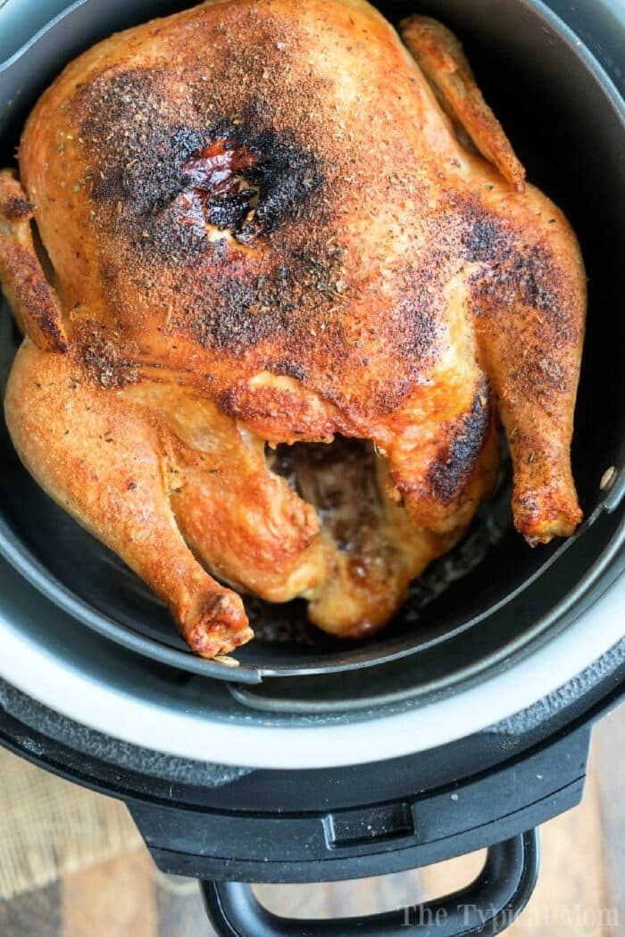 Roasted chicken in ninja foodi, seasoned and browned evenly, ready to serve—a solid Ninja Foodi chicken recipe.